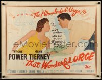 6k439 THAT WONDERFUL URGE 1/2sh '49 artwork of Tyrone Power about to kiss sexy Gene Tierney!