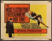 6k485 WITNESS FOR THE PROSECUTION style A 1/2sh '58 Billy Wilder, Tyrone Power, Dietrich, Laughton!