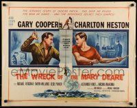 6k487 WRECK OF THE MARY DEARE style B 1/2sh '59 art of Gary Cooper & Charlton Heston fighting!