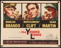 6k495 YOUNG LIONS 1/2sh '58 art of Nazi Marlon Brando, Dean Martin & Montgomery Clift!