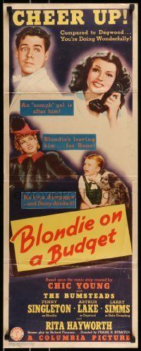 6k545 BLONDIE ON A BUDGET insert '40 sexy young Rita Hayworth, Arthur Lake & Penny Singleton!