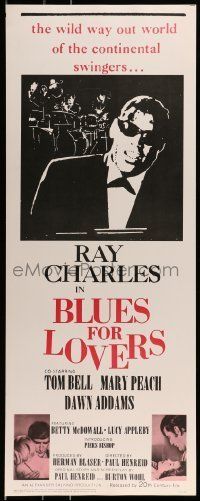 6k551 BLUES FOR LOVERS insert '66 Ballad in Blue, cool b&w image of Ray Charles playing piano!