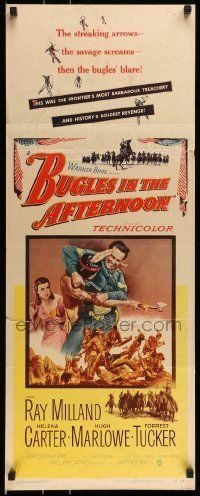 6k560 BUGLES IN THE AFTERNOON insert '52 Ray Milland, Helena Carter, cool art of western battle!
