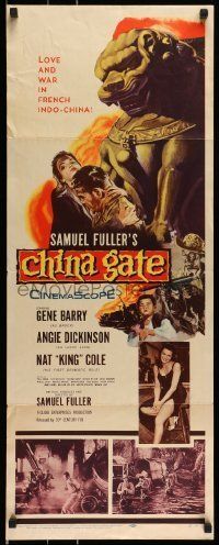 6k577 CHINA GATE insert '57 Samuel Fuller, Angie Dickinson, Gene Barry, Nat King Cole!