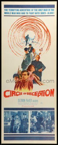 6k578 CIRCLE OF DECEPTION insert '60 Suzy Parker, a spy should never fall in love, cool artwork!