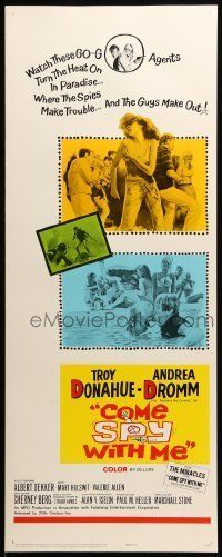 6k581 COME SPY WITH ME insert '67 Troy Donahue spy spoof, Andrea Dromm, they blow up the Caribbean!