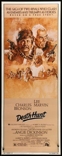 6k601 DEATH HUNT insert '81 artwork of Charles Bronson & Lee Marvin with guns by John Solie!