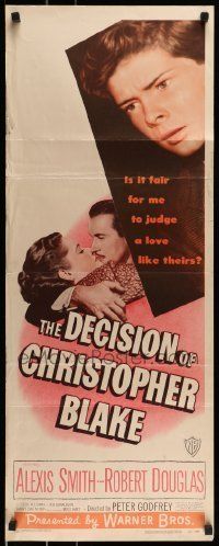6k602 DECISION OF CHRISTOPHER BLAKE insert '48 Alexis Smith, Douglas, Ted Donaldson in title role!