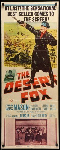 6k604 DESERT FOX insert '51 artwork of James Mason as Field Marshal Erwin Rommel at war!