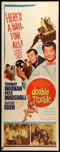 6k618 DOUBLE TROUBLE insert '60 Tommy Noonan, Pete Marshall, sexy Barbara Eden in swimsuit!
