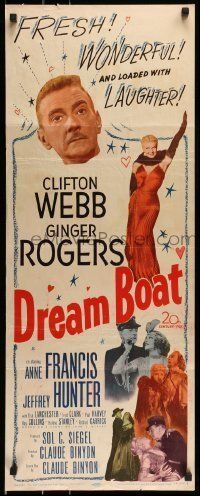 6k621 DREAM BOAT insert '52 Ginger Rogers was professor Clifton Webb's co-star in silent movies!