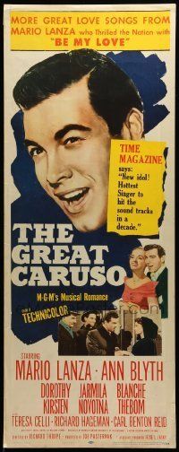 6k675 GREAT CARUSO insert '51 huge close up headshot of Mario Lanza & with pretty Ann Blyth!