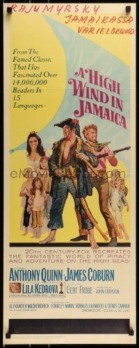 6k688 HIGH WIND IN JAMAICA insert '65 cool art of pirates Anthony Quinn & James Coburn!