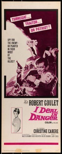6k704 I DEAL IN DANGER insert '66 cool art of singer Robert Goulet as a spy!