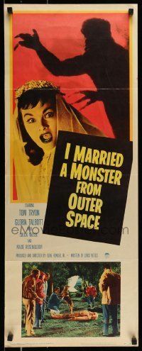 6k705 I MARRIED A MONSTER FROM OUTER SPACE insert '58 great image of Gloria Talbott & alien shadow!