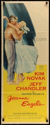 6k719 JEANNE EAGELS insert '57 best romantic artwork of Kim Novak & Jeff Chandler kissing!
