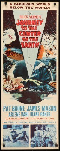 6k721 JOURNEY TO THE CENTER OF THE EARTH insert '59 Jules Verne, great sci-fi monster artwork!