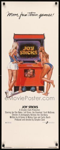 6k722 JOY STICKS insert '83 Joe Don Baker, art of sexy girls at arcade by C.W. Taylor!
