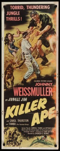 6k727 KILLER APE insert '53 art of Johnny Weissmuller fighting giant caveman Max Palmer!