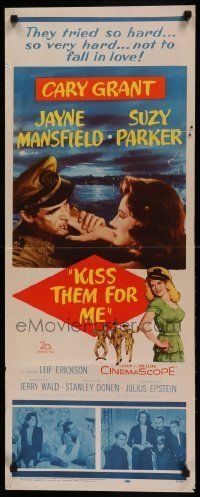 6k730 KISS THEM FOR ME insert '57 romantic art of Cary Grant & Suzy Parker + sexy Jayne Mansfield!