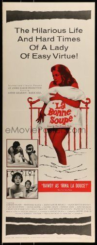 6k736 LA BONNE SOUPE insert '64 sexy naked Annie Girardot on bed covered only by pillows!