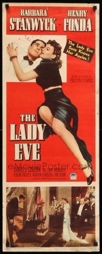6k739 LADY EVE insert R49 Preston Sturges directed, art of Barbara Stanwyck & Henry Fonda!