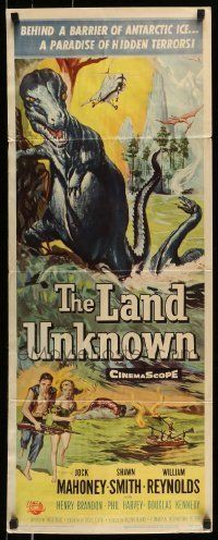 6k742 LAND UNKNOWN insert '57 a paradise of hidden terrors, great art of dinosaurs!