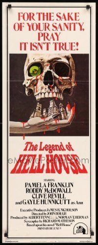 6k751 LEGEND OF HELL HOUSE insert '73 great skull & haunted house dripping with blood art by B.T.!