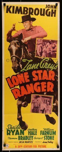 6k763 LONE STAR RANGER insert '41 from Zane Grey novel, cowboy John Kimbrough, pretty Sheila Ryan