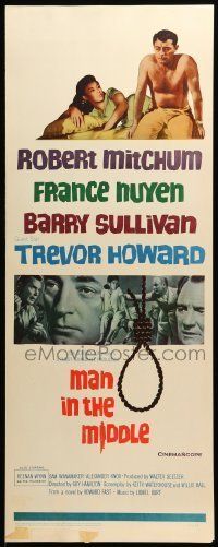 6k779 MAN IN THE MIDDLE insert '64 Robert Mitchum, France Nuyen, Barry Sullivan, Trevor Howard!