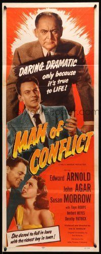 6k780 MAN OF CONFLICT insert '53 Edward Arnold, in his lust for power he forgot the joy of living!