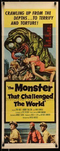 6k793 MONSTER THAT CHALLENGED THE WORLD insert '57 great artwork of creature & its victim!