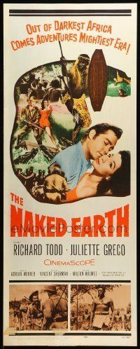 6k805 NAKED EARTH insert '58 sexy Juliette Greco, out of darkest Africa comes mighty adventure!
