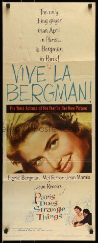 6k825 PARIS DOES STRANGE THINGS insert '57 Jean Renoir's Elena et les hommes, Ingrid Bergman
