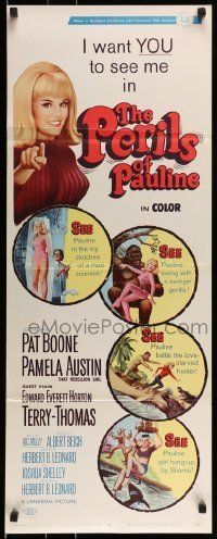 6k827 PERILS OF PAULINE insert '67 Rebellion Girl Pamela Austin is dodgin' unbelievable perils!