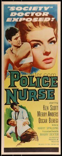 6k833 POLICE NURSE insert '63 pretty nurse Merry Anders, Ken Scott, thriller!