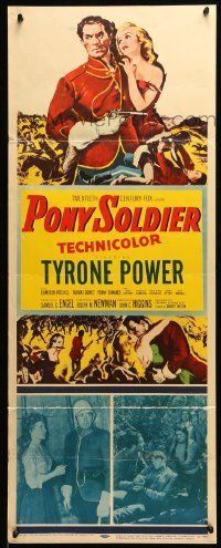 6k834 PONY SOLDIER insert '52 art of Royal Canadian Mountie Tyrone Power w/pretty Penny Edwards!