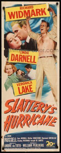 6k896 SLATTERY'S HURRICANE insert '49 sexy Veronica Lake, Linda Darnell & Richard Widmark!