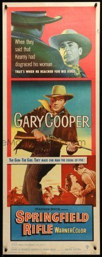 6k914 SPRINGFIELD RIFLE insert '52 cool close-up artwork of Gary Cooper with rifle!