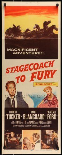 6k915 STAGECOACH TO FURY insert '56 Marie Blanchard & Forrest Tucker in magnificent adventure!