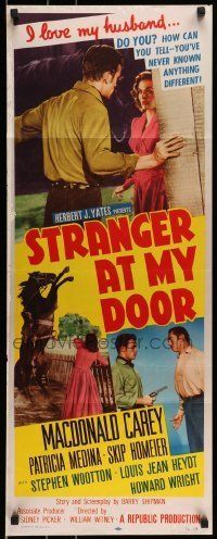 6k921 STRANGER AT MY DOOR insert '56 preacher MacDonald Carey's faith can't save this killer!