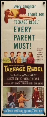 6k936 TEENAGE REBEL insert '56 Rennie sends daughter to mom Ginger Rogers so he can have fun!
