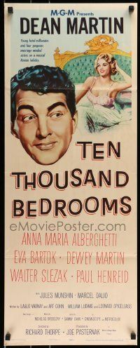 6k937 TEN THOUSAND BEDROOMS insert '57 art of Dean Martin & sexy Anna Maria Alberghetti in bed