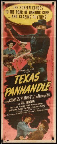 6k938 TEXAS PANHANDLE insert '45 cool western art of outlaw Charles Starrett as the Durango Kid!