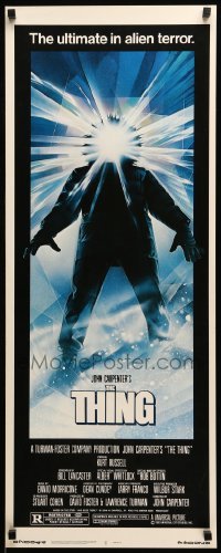 6k944 THING insert '82 John Carpenter, cool Drew Struzan art, the ultimate in alien terror!