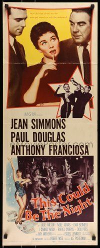 6k946 THIS COULD BE THE NIGHT insert '57 Jean Simmons between Paul Douglas & Anthony Franciosa!