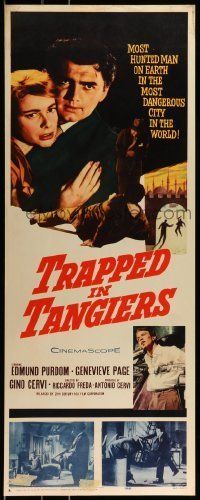 6k960 TRAPPED IN TANGIERS insert '60 Purdom, Genevieve Page, most dangerous city in the world!
