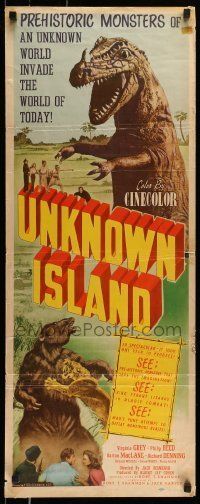 6k964 UNKNOWN ISLAND insert '48 Virginia Grey, Philip Reed, Barton MacLane, sci-fi dinosaurs!