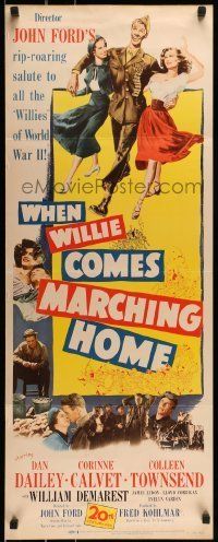 6k979 WHEN WILLIE COMES MARCHING HOME insert '50 John Ford's rip-roaring salute to World War II!