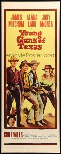 6k996 YOUNG GUNS OF TEXAS insert '63 teen cowboys James Mitchum, Alana Ladd & Jody McCrea!